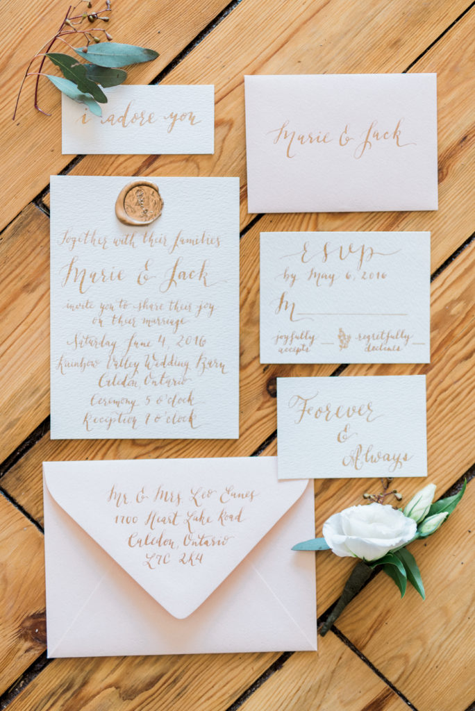 Cecile Lau Calligraphy Blush Wedding Invitation Suite