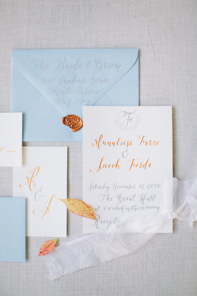 Cecile Lau Calligraphy Wedding Invitation Suite Copper & Silver