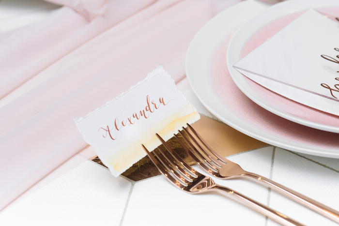 Cecile Lau Calligraphy Watercolour swash place card