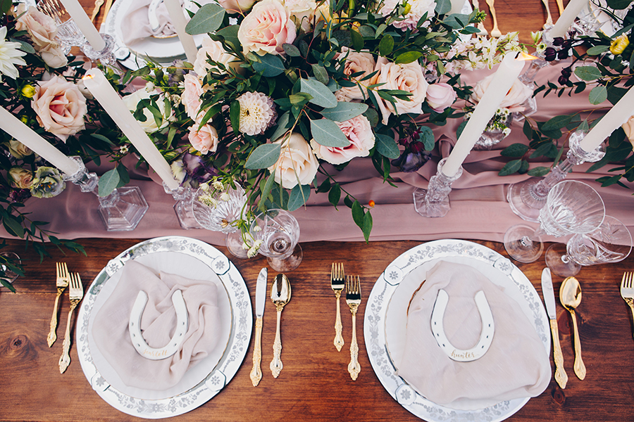 Cecile Lau Calligraphy - Hand lettered horseshoe place settings