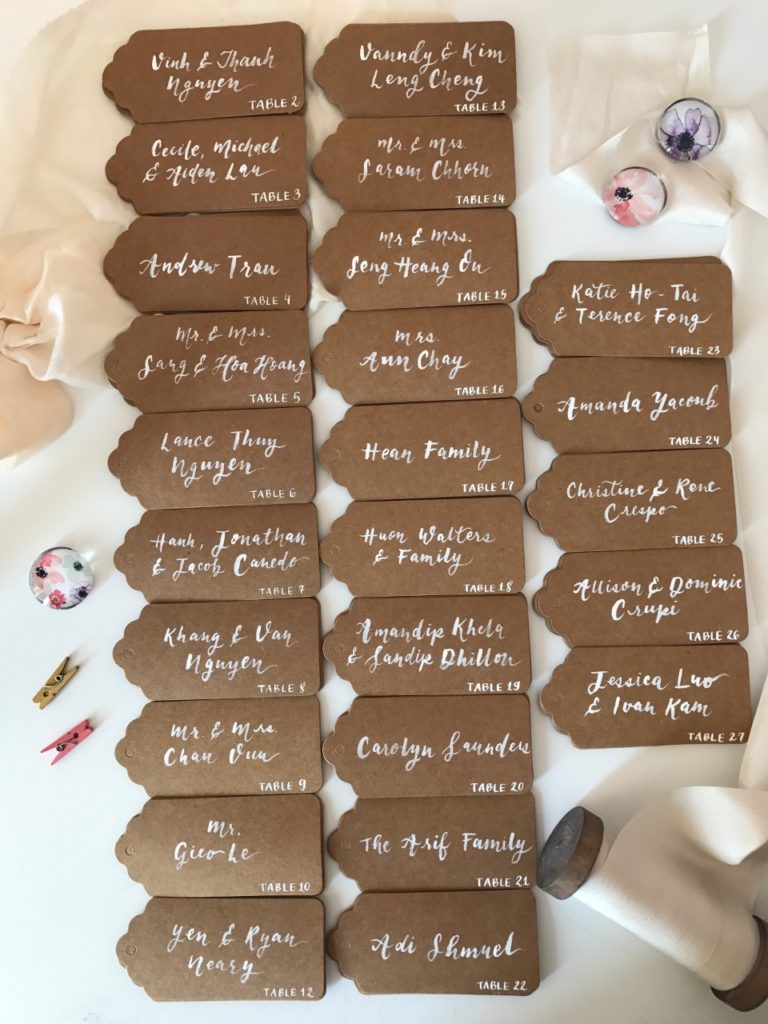 Cecile Lau Calligraphy - Kraft place cards & brush lettering